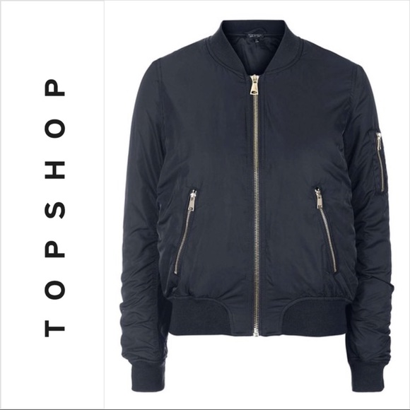 SOLD! Topshop MOTO MA1 Flight Navy Blue Bomber - Picture 5 of 8